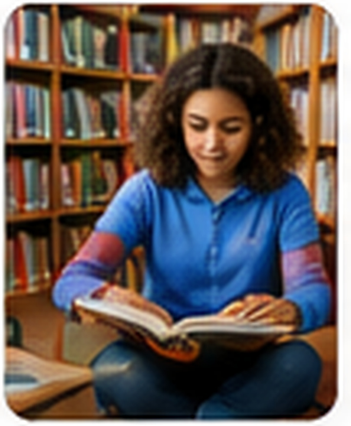 Student reading in the library